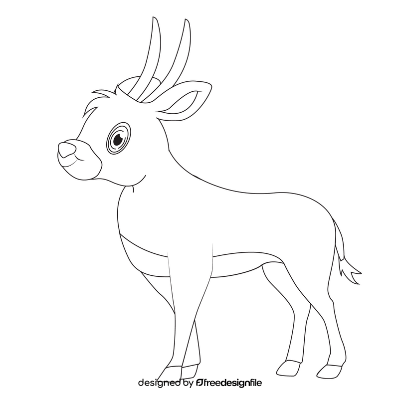 Waterbuck antelope black and white clipart