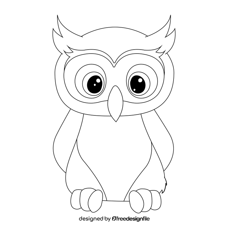 Owl black and white clipart