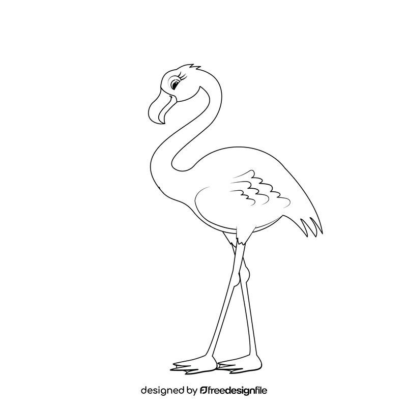 Flamingo black and white clipart