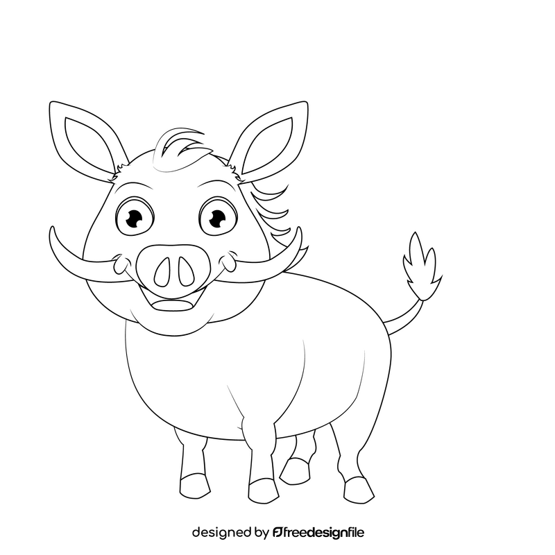 Warthog black and white clipart