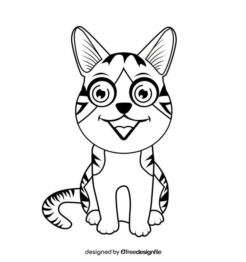 Cat black and white clipart