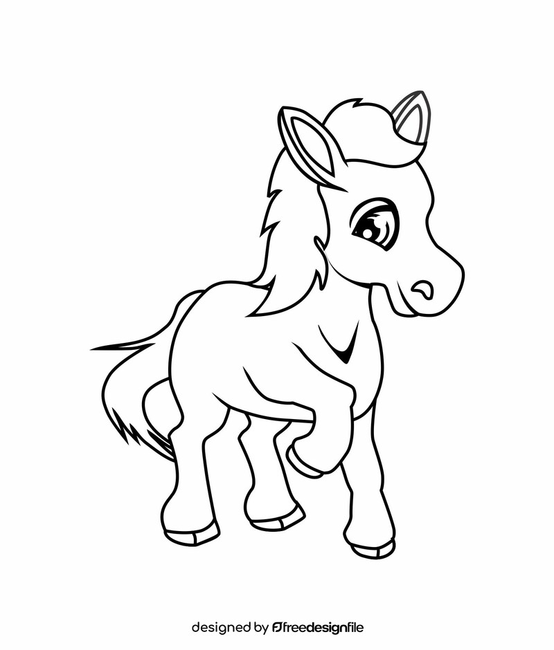 Horse black and white clipart