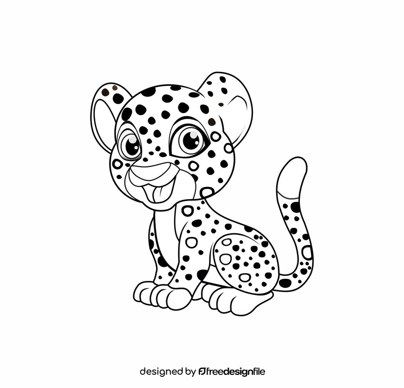 Leopard black and white clipart