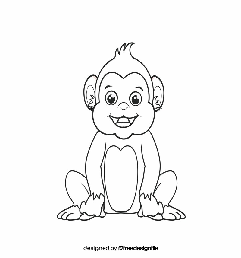 Monkey black and white clipart