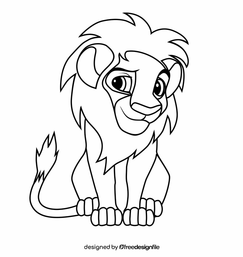 Lion black and white clipart