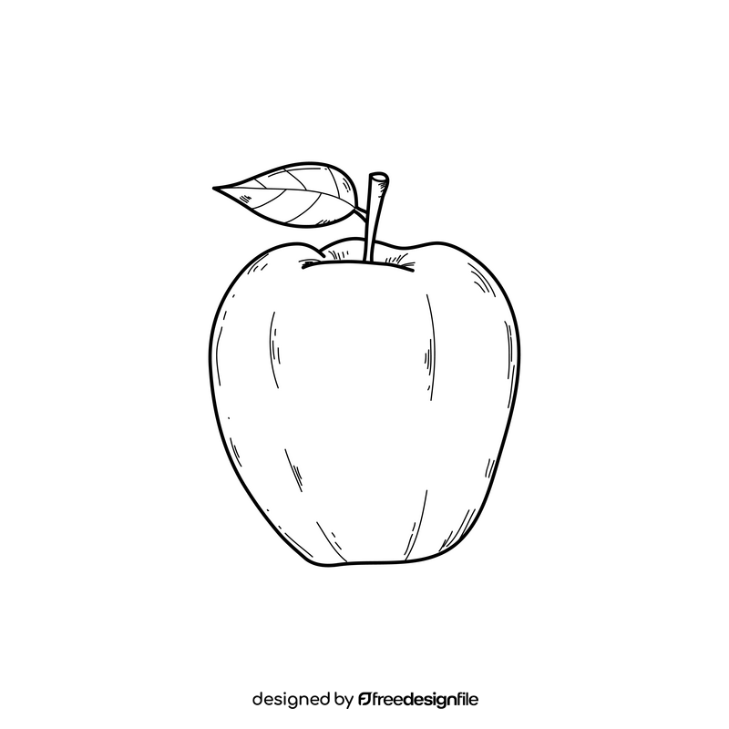 Apple drawing black and white clipart