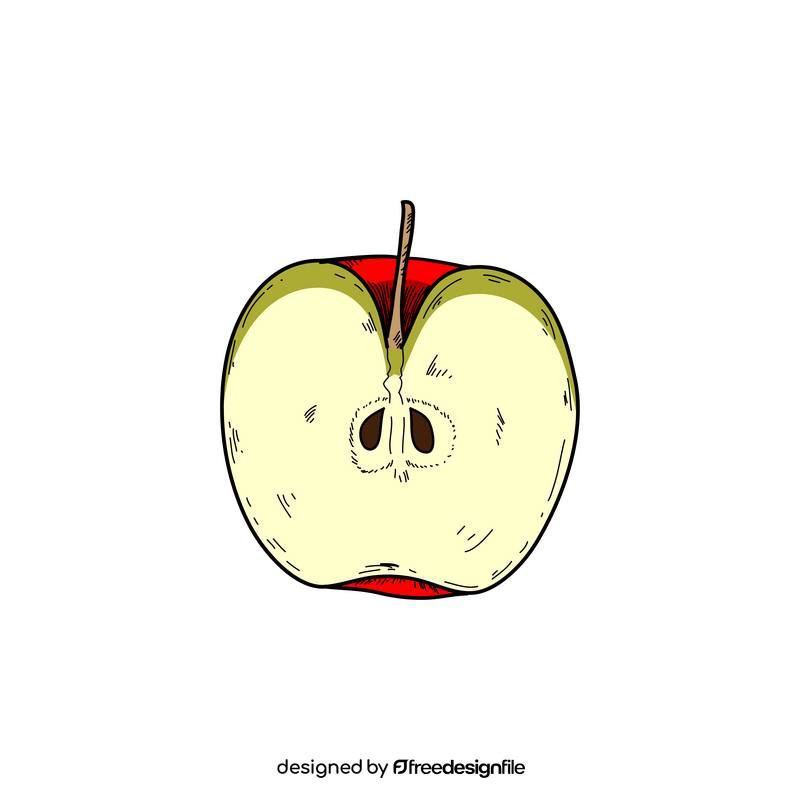 Cut in half apple fruit clipart
