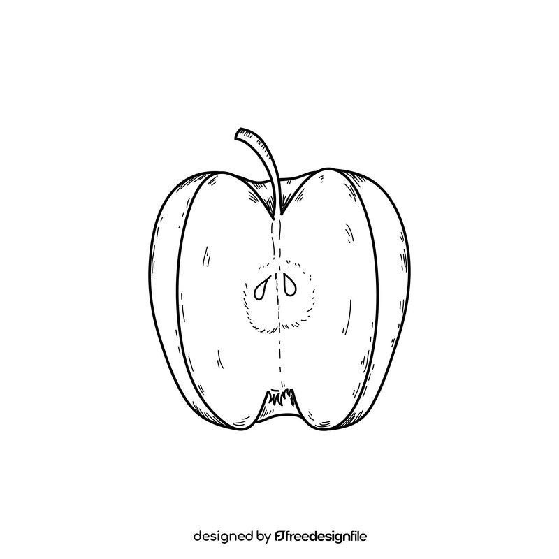 Apple cut black and white clipart