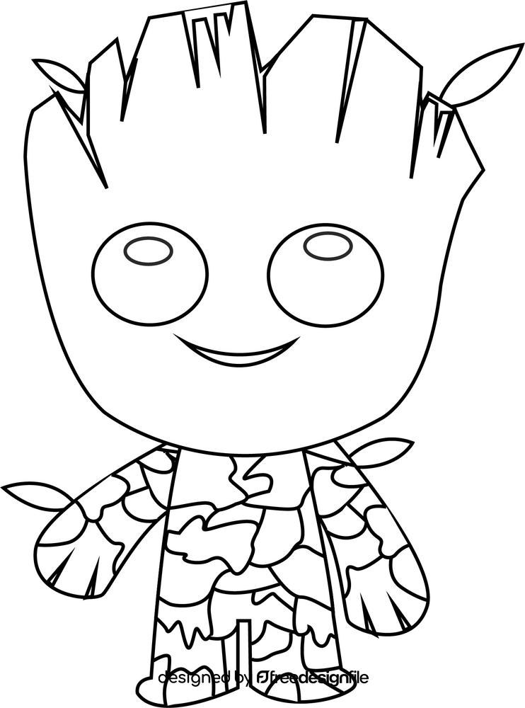 Baby groot drawing black and white clipart