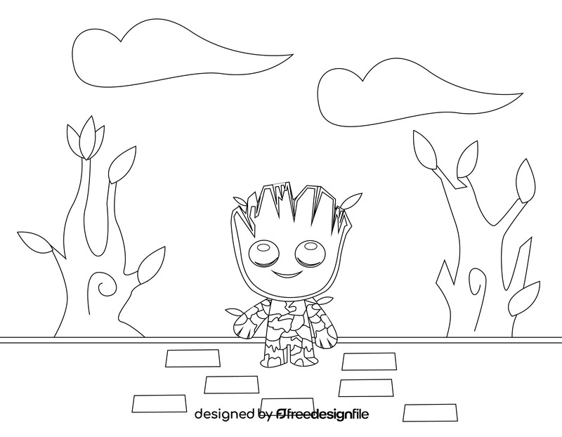 Baby groot drawing black and white vector
