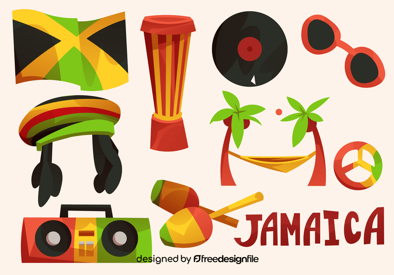 Jamaica icon set vector