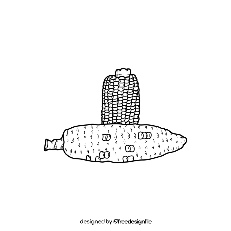 Corn vegetable black and white clipart