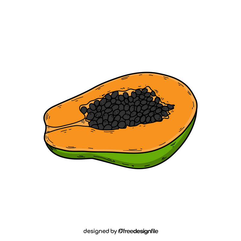 Papaya half drawing clipart