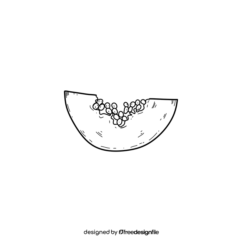 Papaya slice black and white clipart