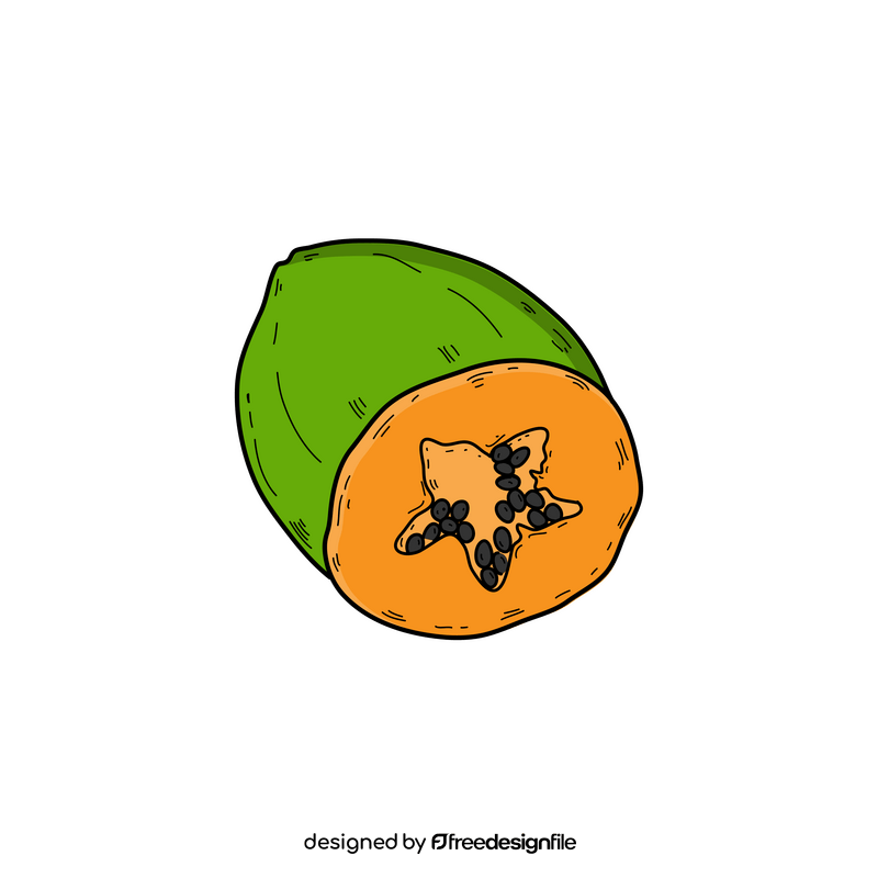 Papaya fruit drawing clipart