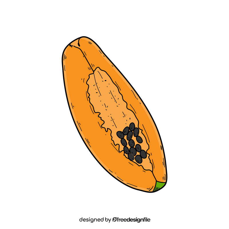 Papaya fruit slice clipart