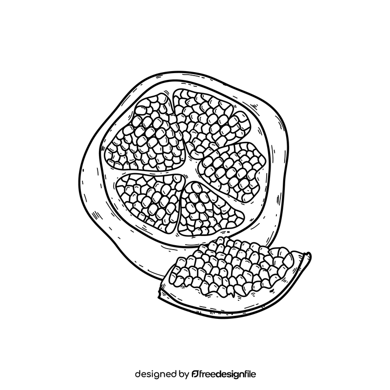 Free pomegranate cut drawing black and white clipart