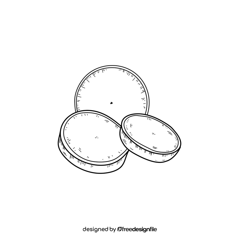 Radish slices drawing black and white clipart