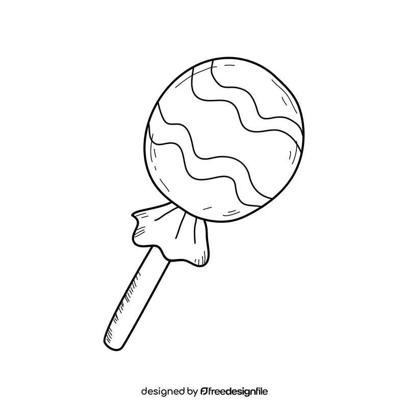 Candy lollipop drawing black and white clipart