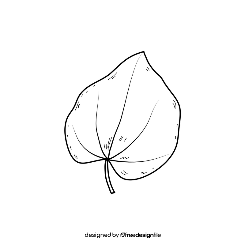 Cute fall leaf drawing black and white clipart