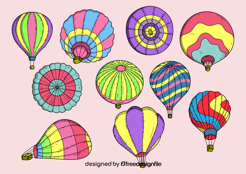 Hot air balloons drawing vector
