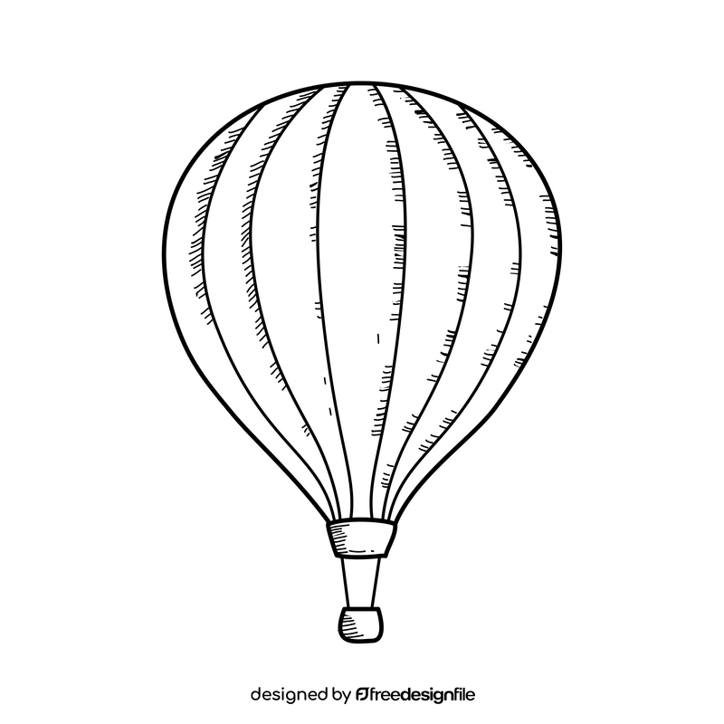 Hot air balloon drawing black and white clipart