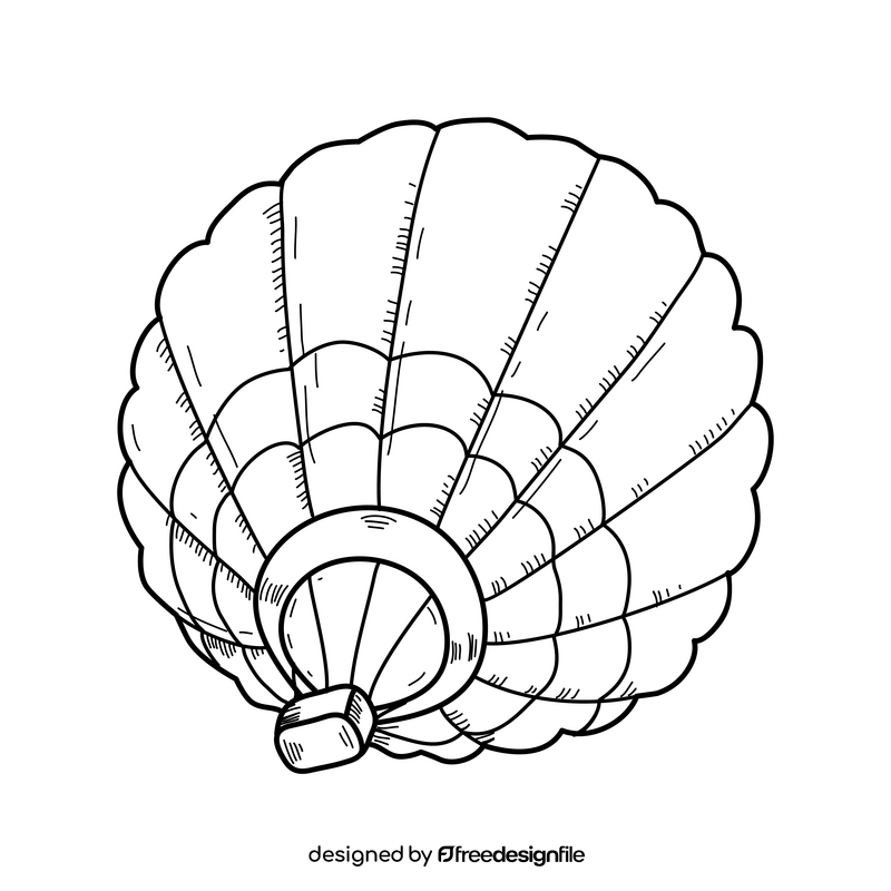 Colorful hot air balloon drawing black and white clipart