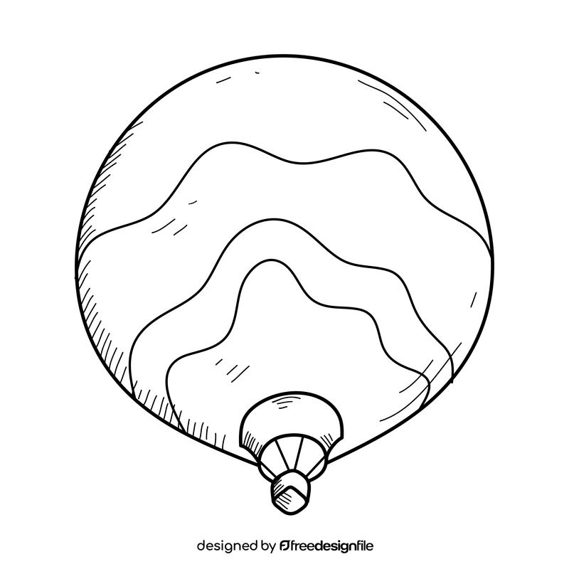 Cute hot air balloon drawing black and white clipart