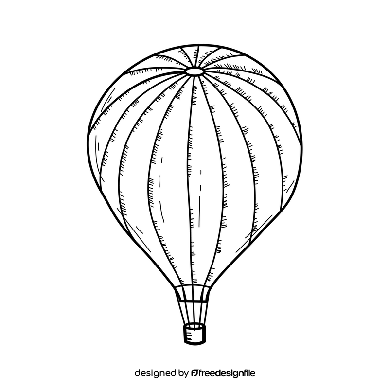 Colorful hot air balloon black and white clipart