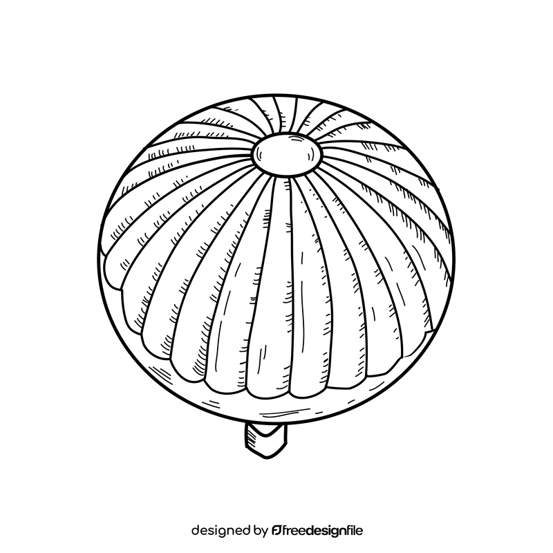 Bright hot air balloon drawing black and white clipart