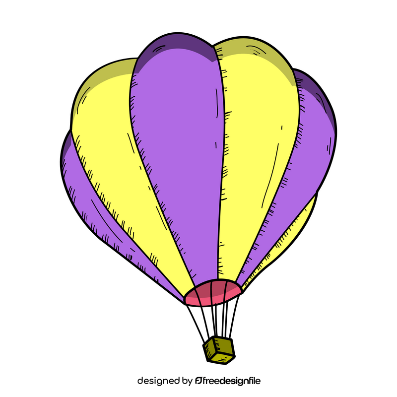 Flying hot air balloon drawing clipart
