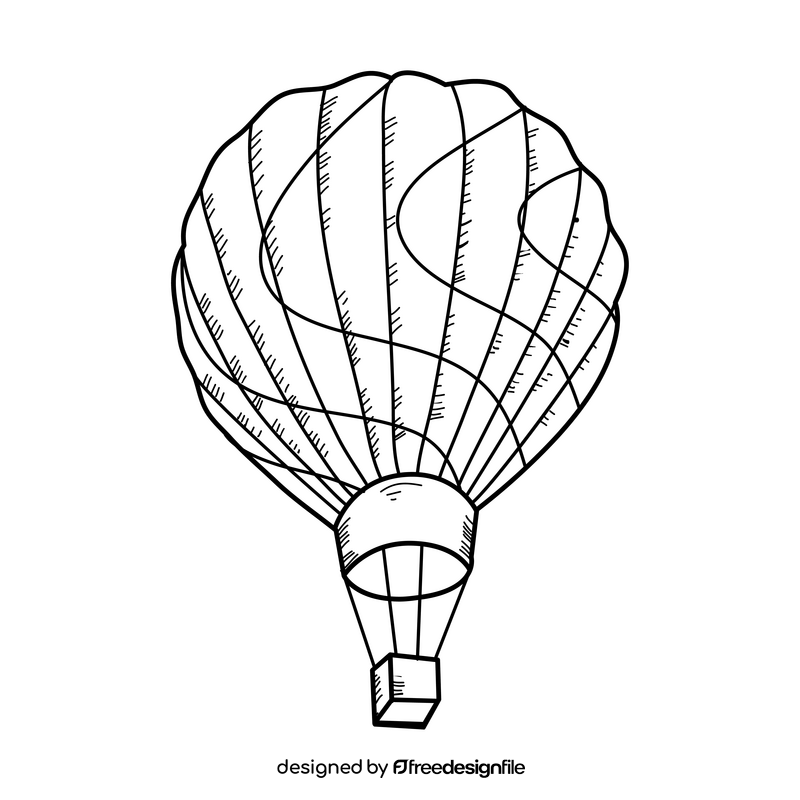 Hot air balloon cartoon black and white clipart