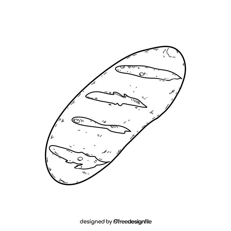 Loaf bread drawing black and white clipart