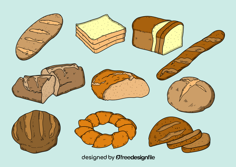 Bread drawing set vector