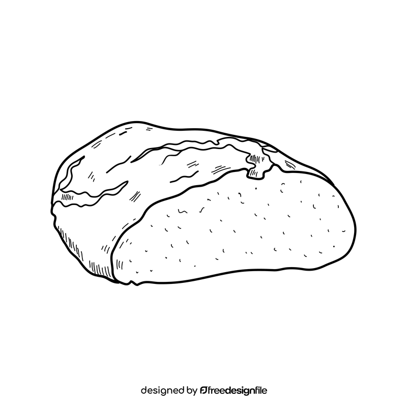 Bread cut in half drawing black and white clipart