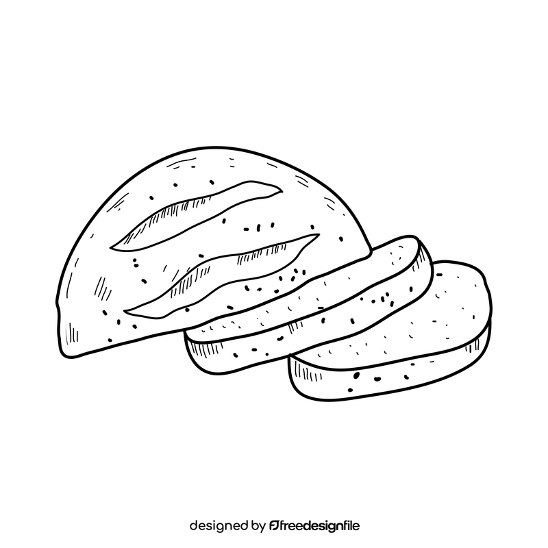 Bread sliced drawing black and white clipart