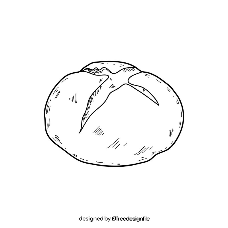 Round bread drawing black and white clipart