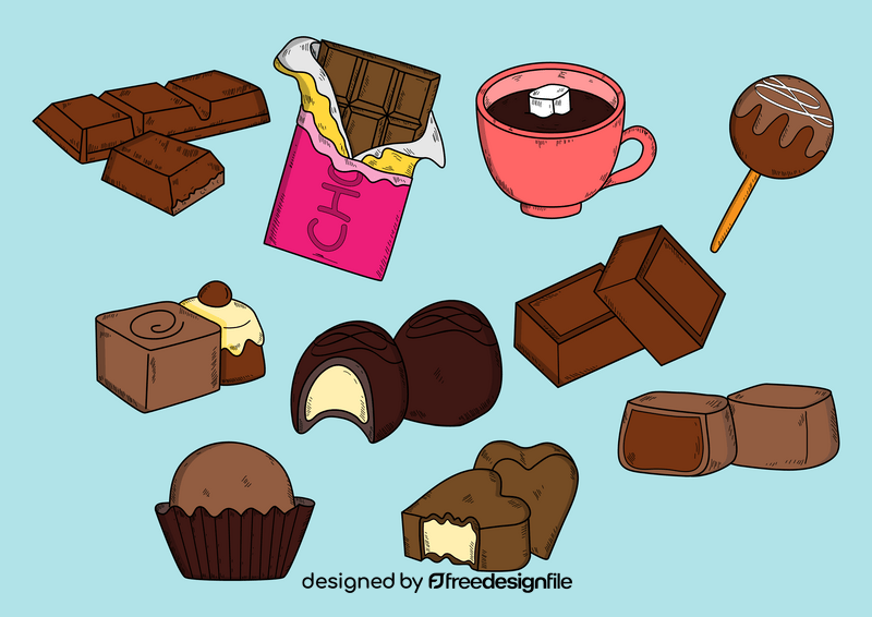 Chocolate drawing set vector