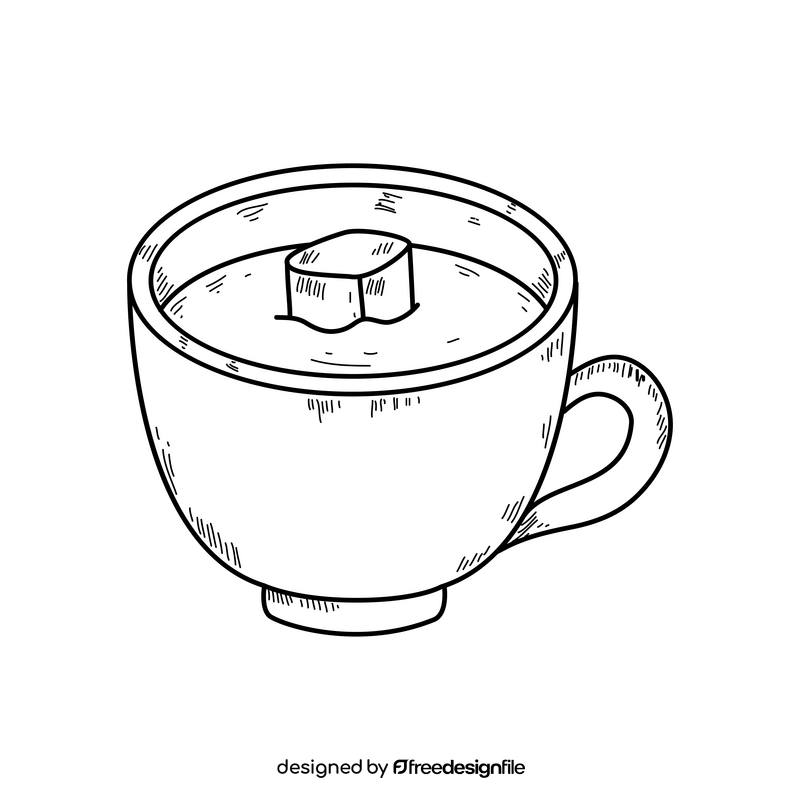 Hot chocolate tea drawing black and white clipart