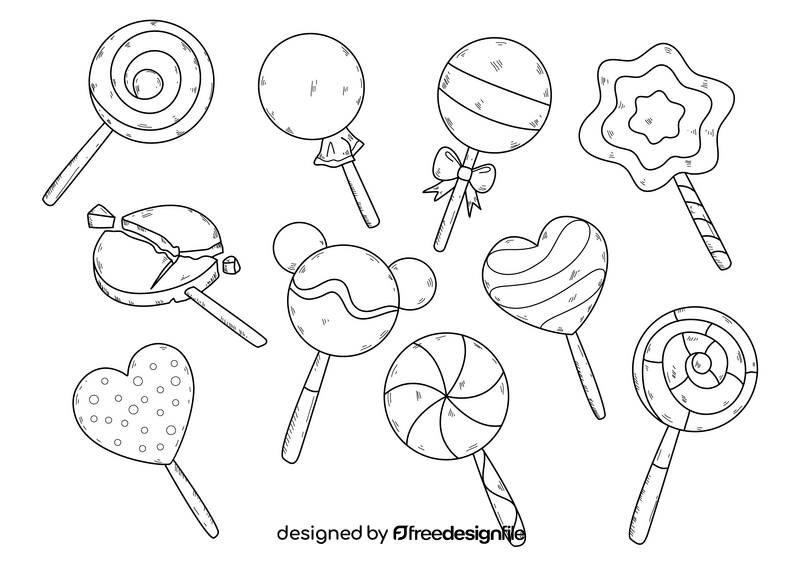 Lollipop drawing set black and white vector