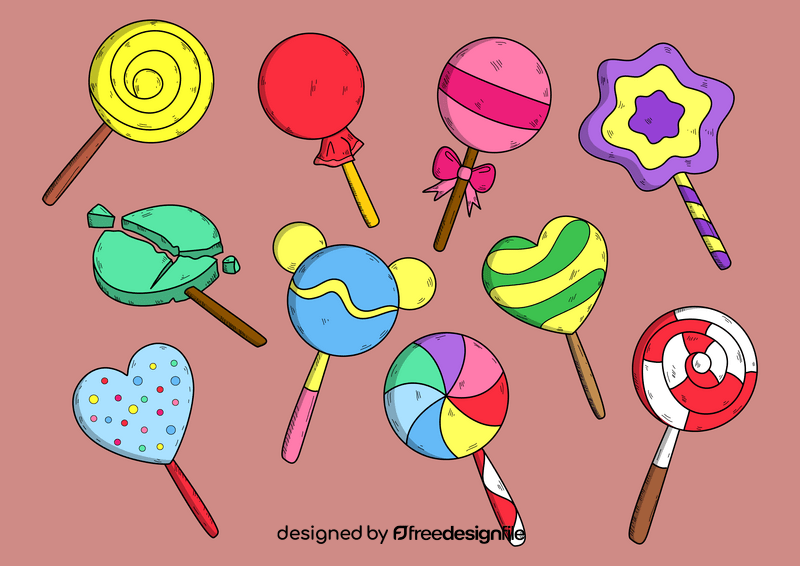 Lollipop drawing set vector