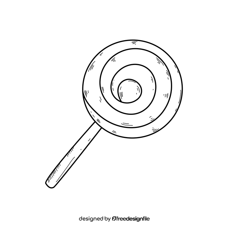 Yellow lollipop drawing black and white clipart
