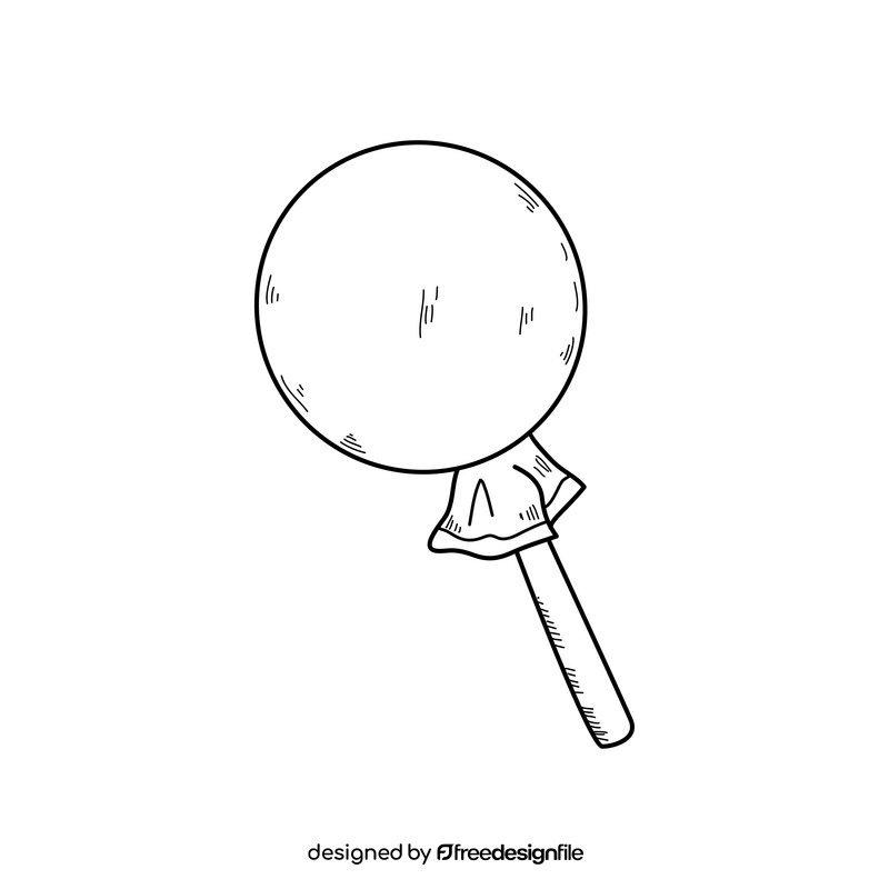 Red lollipop drawing black and white clipart