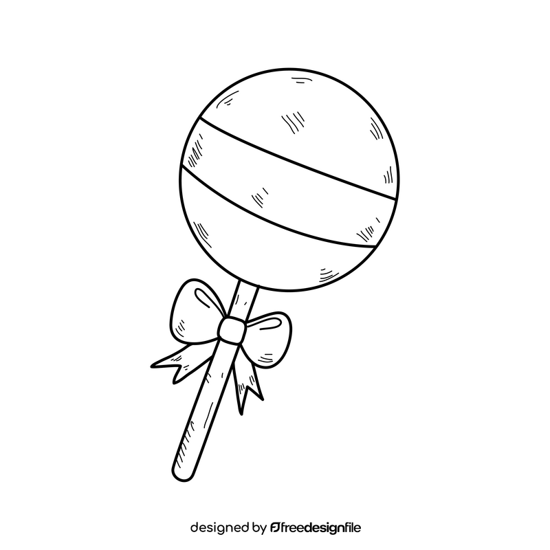 Pink lollipop drawing black and white clipart