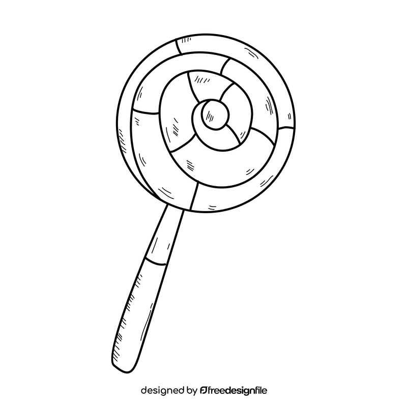 Pastel lollipop drawing black and white clipart