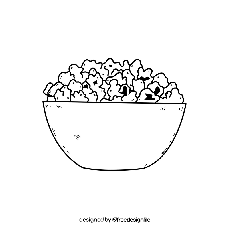 Popcorn drawing black and white clipart