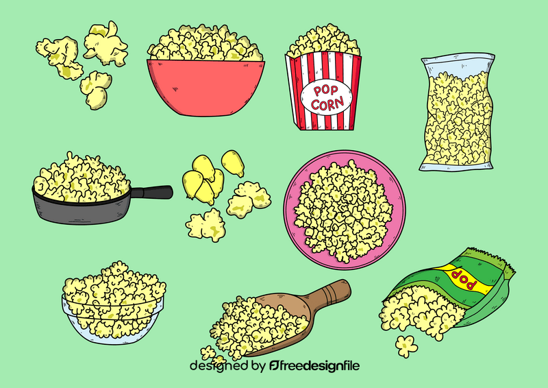 Popcorn drawing set vector