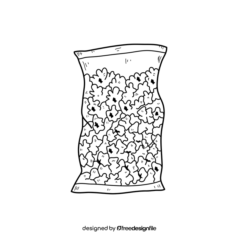 Popcorn packed drawing black and white clipart