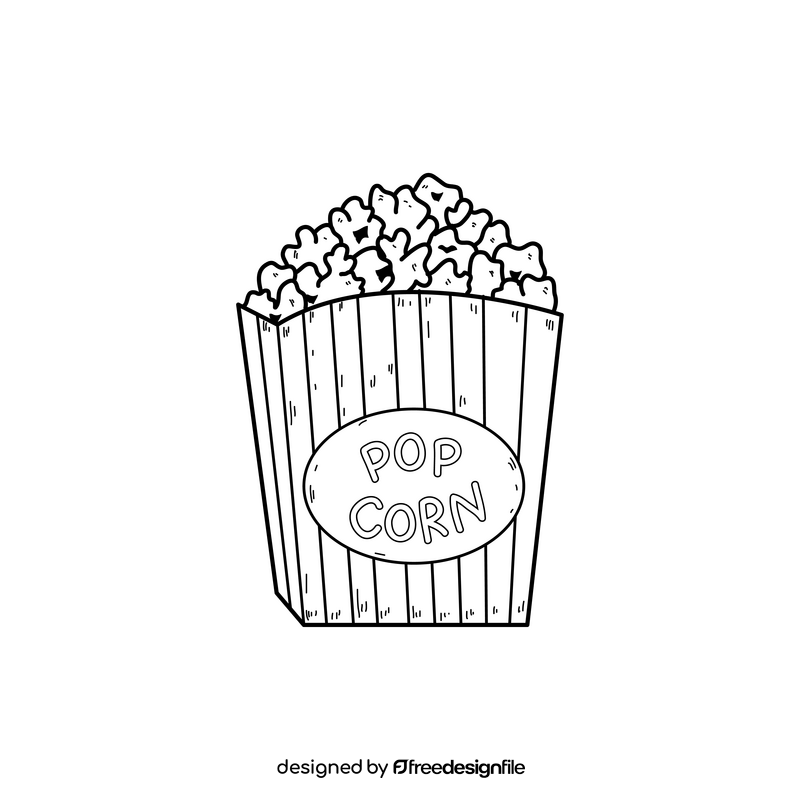 Popcorn carnival drawing black and white clipart