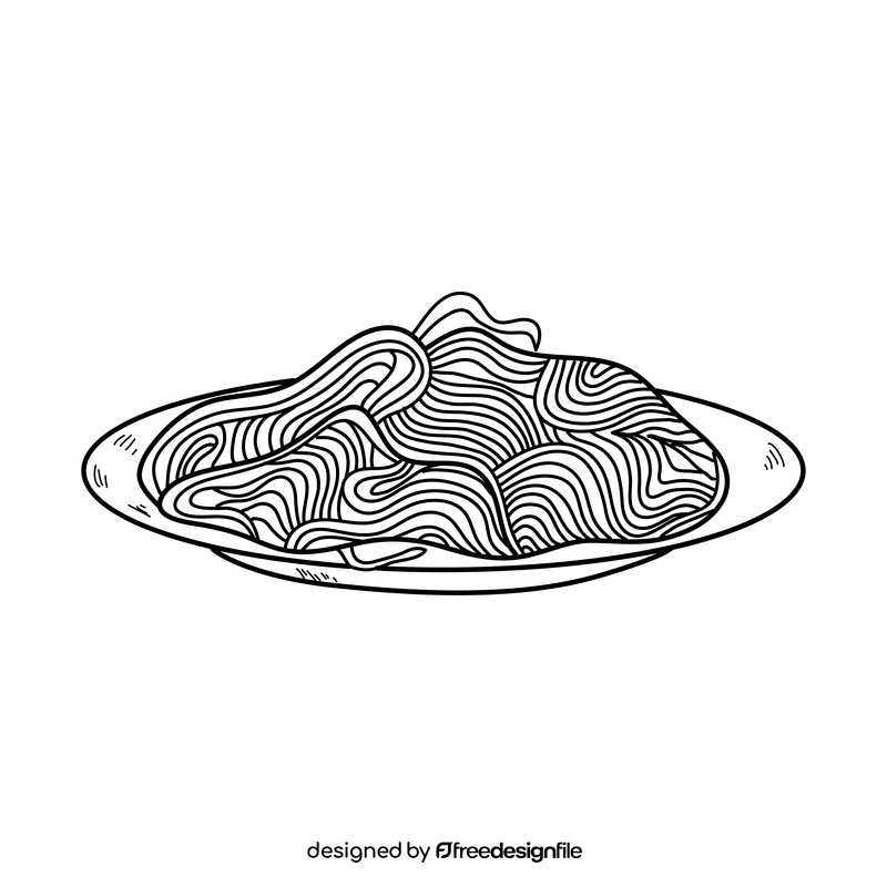 Spaghetti drawing black and white clipart